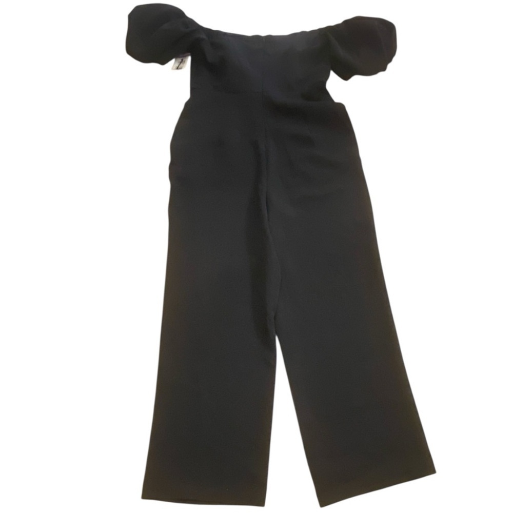 Womenโs Black Jumpsuit Strapless Puff Sleeve M Sam Edelman